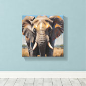 Toile Tableau Deco Portrait D'Un Eléphant Doux キャンバスプリント (インサイチュ (ウッドフロア))