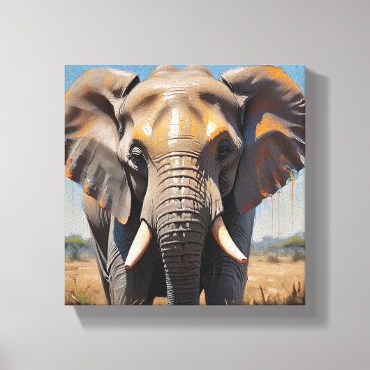Toile Tableau Deco Portrait D'Un Eléphant Doux キャンバスプリント (正面)