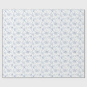Toile Teddy Bearとフローラダスティブルーベビーシャワー ラッピングペーパー (フラット)