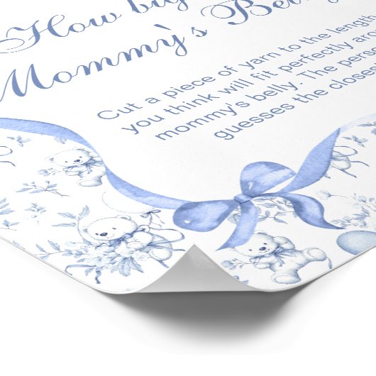 Toile Teddy Bear Blue How Big is Mommy's Belly ポスター (角)