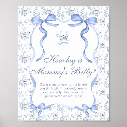 Toile Teddy Bear Blue How Big is Mommy's Belly ポスター (正面)