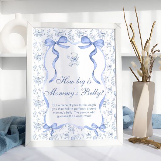 Toile Teddy Bear Blue How Big is Mommy's Belly ポスター
