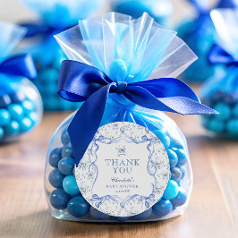 Toile Teddy Bear Chinoiserieベビーシャワーありがとう ラウンドシール