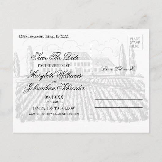 Toile & Writhaprage日付を保存する写真はがき インビテーションポストカード (裏面)