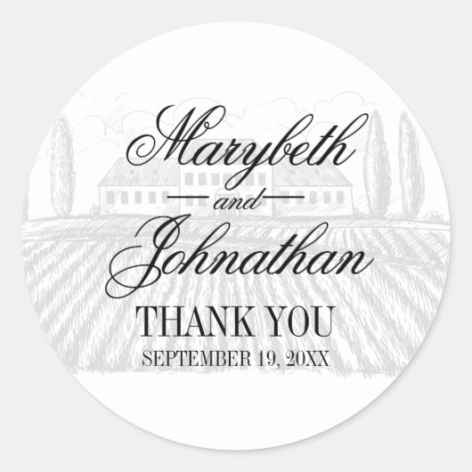 Toile & Writhens結婚 Thank You Sticker ラウンドシール (正面)