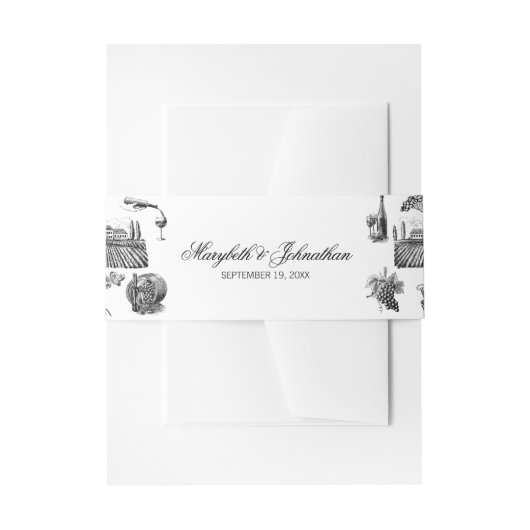 Toile & Writhl White Editable 結婚's 招待状ベリーバンド (正面例)