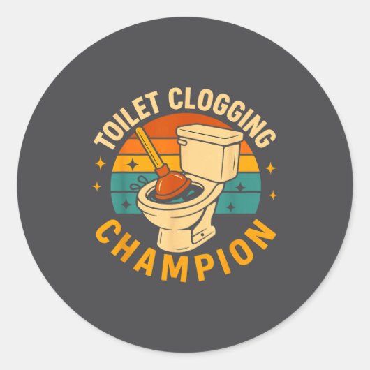 Toilet Clogging Chamon Funny Bathroom Clogger Quot ラウンドシール (正面)