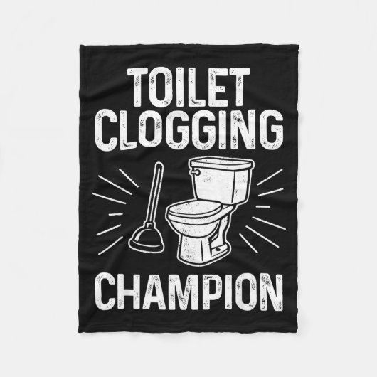 Toilet Clogging Chamon Funny Graphic Toilet Cloggi フリースブランケット (正面)