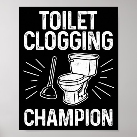 Toilet Clogging Chamon Funny Graphic Toilet Cloggi ポスター (正面)