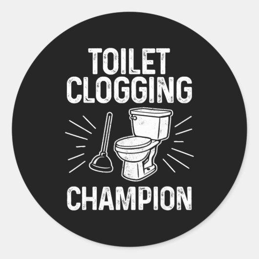 Toilet Clogging Chamon Funny Graphic Toilet Cloggi ラウンドシール (正面)