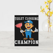 Toilet Clogging Chamon Funny Plumber Humor Joke Da カード (黄色い花)