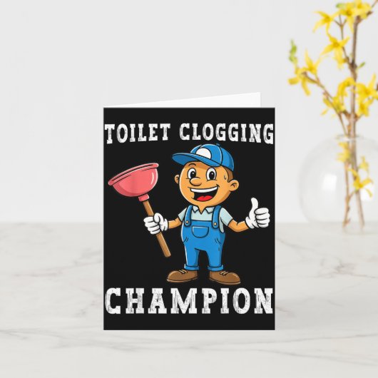 Toilet Clogging Chamon Funny Plumber Humor Joke Da カード (黄色い花)