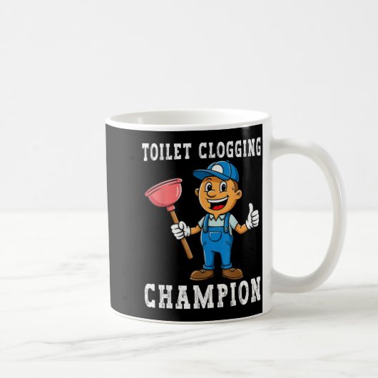 Toilet Clogging Chamon Funny Plumber Humor Joke Da コーヒーマグカップ (右)