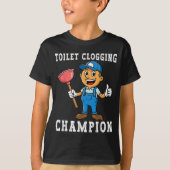 Toilet Clogging Chamon Funny Plumber Humor Joke Da Tシャツ (正面)