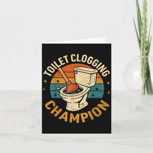 Toilet Clogging Chamon Tee Funny Meme カード (正面)