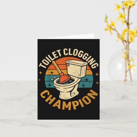 Toilet Clogging Chamon Tee Funny Meme  カード (黄色い花)