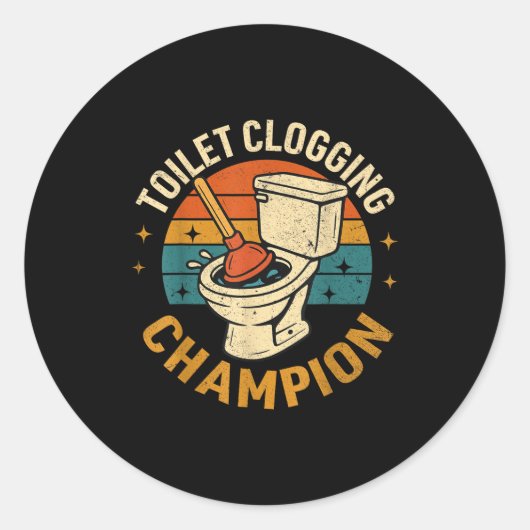 Toilet Clogging Chamon Tee Funny Meme  ラウンドシール (正面)