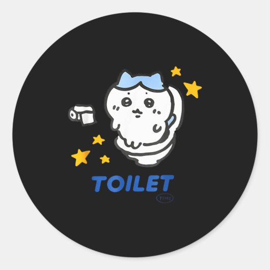 Toilet Time Chikawa Meme Funny Tee  ラウンドシール (正面)