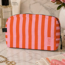 Toiletry Bag | おしゃれボールドストライプコーラルピンク