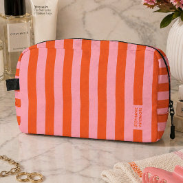 Toiletry Bag | おしゃれボールドストライプコーラルピンク ドップキット