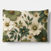 Toiletry bag green flowers pattern  アクセサリーポーチ (正面)