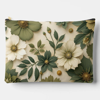 Toiletry bag green flowers pattern  アクセサリーポーチ
