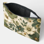 Toiletry bag green flowers pattern  アクセサリーポーチ (見開き)