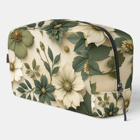 Toiletry bag green flowers pattern  ドップキット (右コーナー)