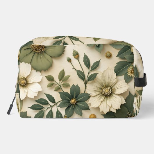 Toiletry bag green flowers pattern  ドップキット (裏面)