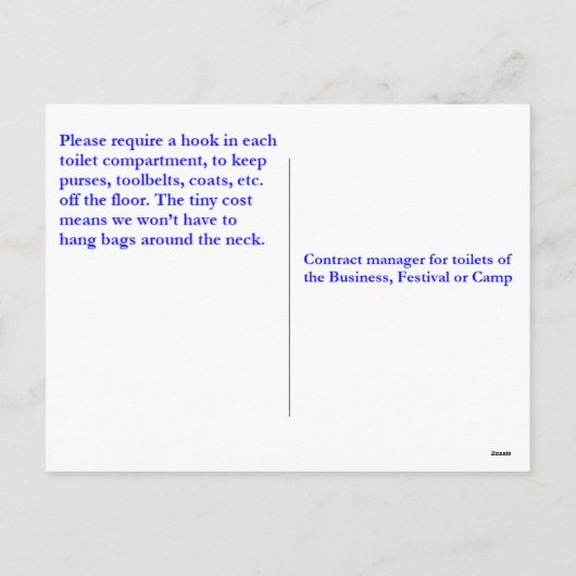 Toilets need purse hooks シーズンポストカード (裏面)