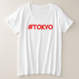 「#Tokyo」かわいいデザイン。買今 プラスサイズTシャツ