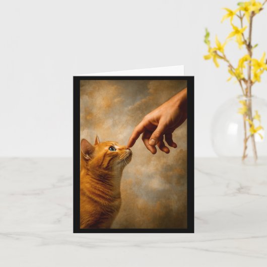 Tokyo Cat In Straw Hat With Tea Cup Skytree City V カード (黄色い花)