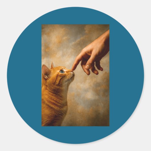 Tokyo Cat In Straw Hat With Tea Cup Skytree City V ラウンドシール (正面)