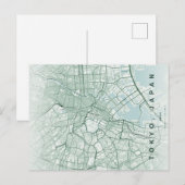 Tokyo City Japan Map Minimal Postcard ポストカード (正面/裏面)