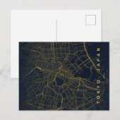 Tokyo City Japan Map Minimal Postcard ポストカード (正面/裏面)
