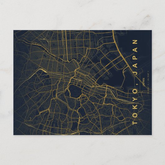 Tokyo City Japan Map Minimal Postcard ポストカード (正面)
