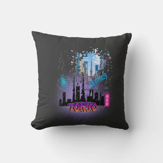 Tokyo City Travel Throw Pillows クッション (正面)