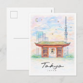Tokyo Cityscape Watercolor | Japan Travel シーズンポストカード (正面/裏面)
