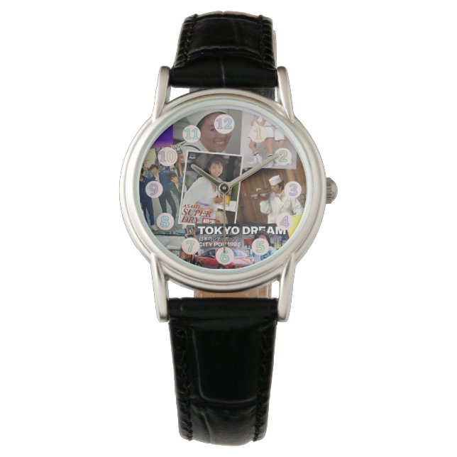 Tokyo Dream Collage Watch – Retro 80s Japan Aesthe 腕時計 (正面)