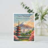 Tokyo Japan日付のカード結婚の保存カスタム ポストカード (スタンド正面)