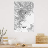 Tokyo, Japan （黒と白） ポスター (キッチン)
