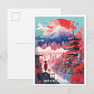 Tokyo Japan Art Vintage Travel Illustration ポストカード