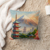 Tokyo Japan Cityscape Watercolor Souvenir クッション (ブランケット)