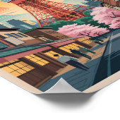 Tokyo Japan Illustration Travel Art Vintage ポスター (角)