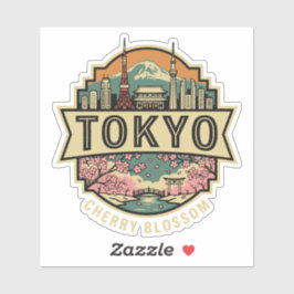 Tokyo Japan Skyline Mount Fuji Travel Badge シール