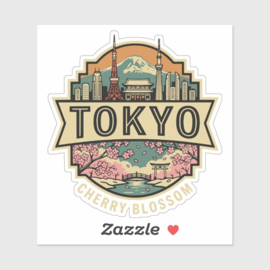 Tokyo Japan Skyline Mount Fuji Travel Badge シール (シート)