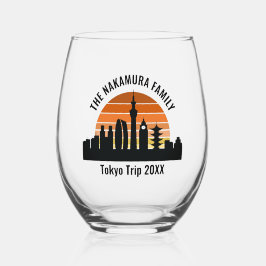 Tokyo Japan Sunset Custom Vacation Souvenir ステムなしワイングラス