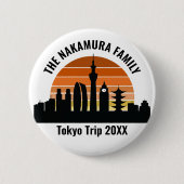 Tokyo Japan Sunset Personalized Vacation 缶バッジ (正面)