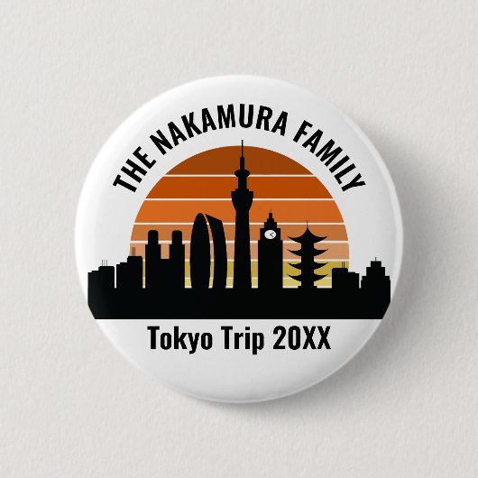 Tokyo Japan Sunset Personalized Vacation 缶バッジ (正面)