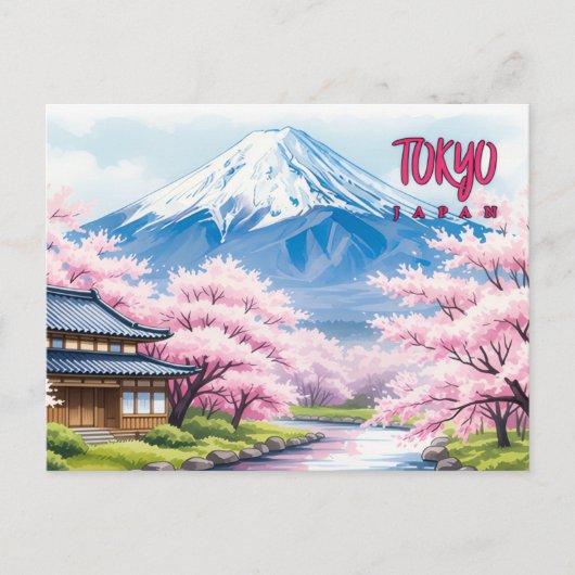 Tokyo Japan Vintage Travel Art ポストカード (正面)